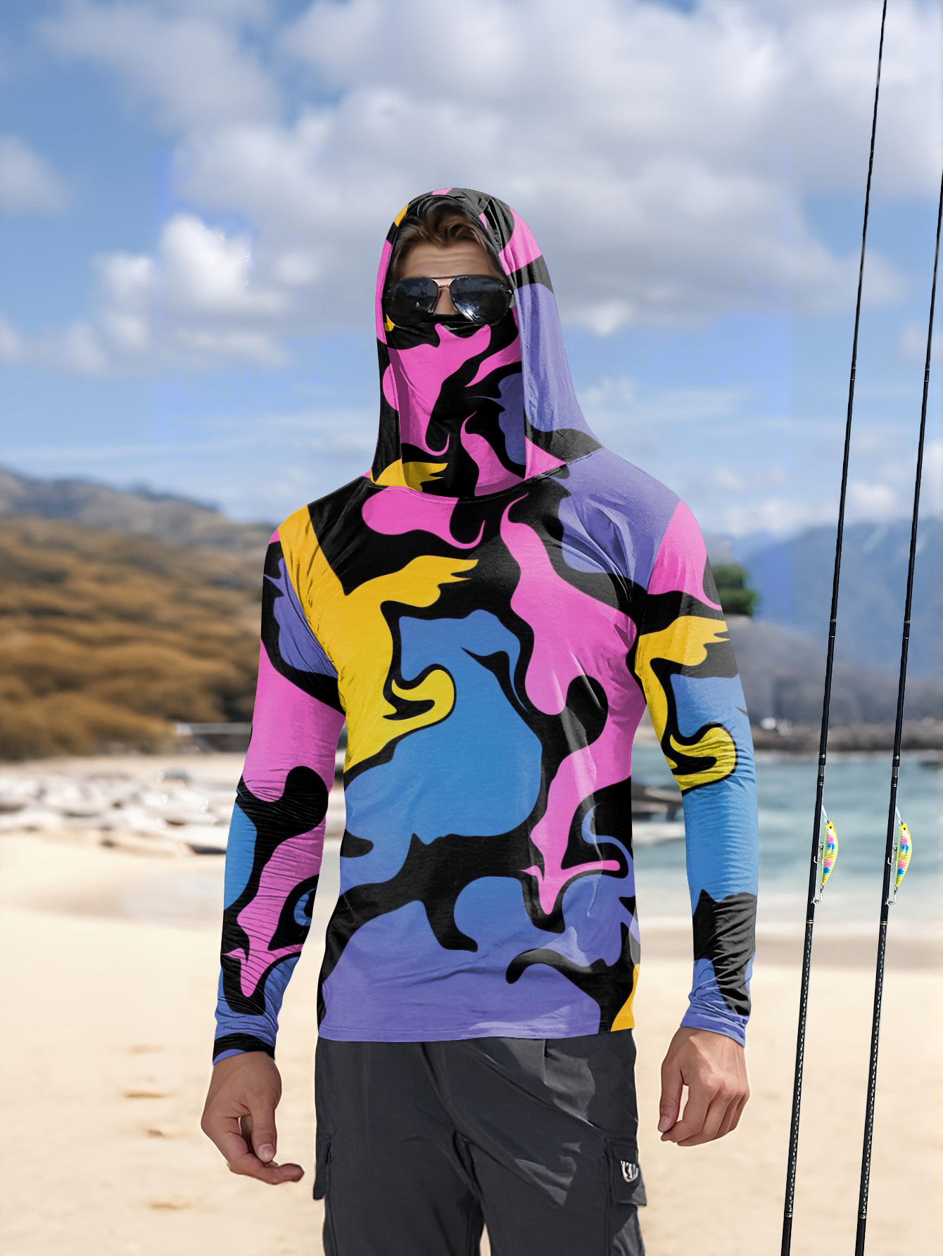 Outdoor Sports Leisure - قميص رجالي طويل الأكمام مطبوع بنمط